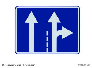 Road sign "Direction of traffic lanes" isolated
