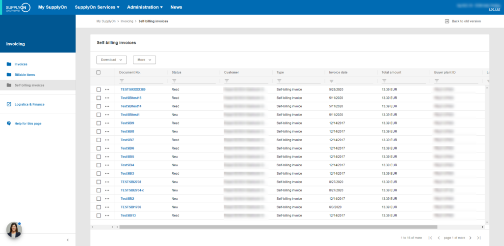 New view of self-billing invoices