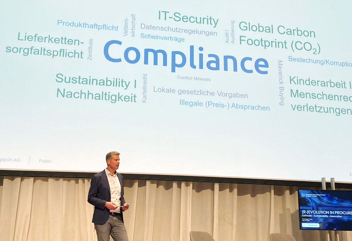 Compliance spans a wide range of topics, highlights Thomas Bickert (SupplyOn)