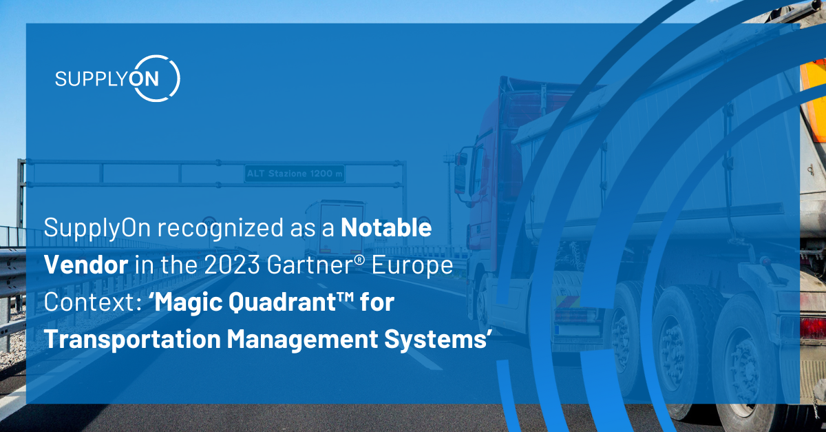 SupplyOn recognized as a Notable Vendor in the 2023 Gartner® Europe