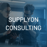 Two professionals review information on a tablet in an office. The text “SUPPLYON CONSULTING” is overlaid on the image.