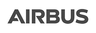 The image displays the Airbus logo in bold, uppercase grey letters on a white background.