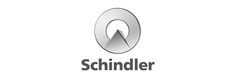 Schindler logo featuring a circular metallic design above the word Schindler in bold grey letters.