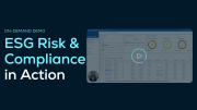 A promotional banner for an on-demand demo titled ESG Risk & Compliance in Action, featuring a screenshot of a dashboard and the SupplyOn logo.